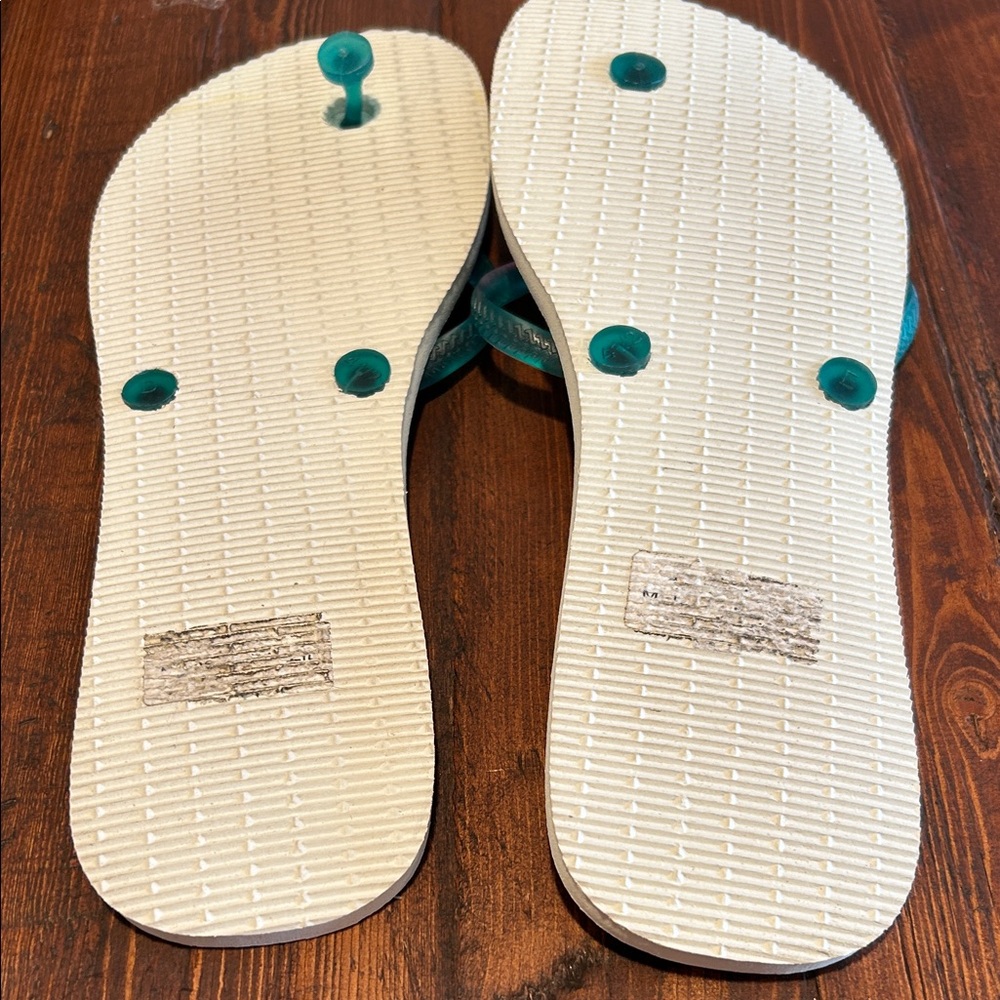 Havaianas Teal to Cream Ombre Flip Flops New - tags removed - Picture 3 of 3